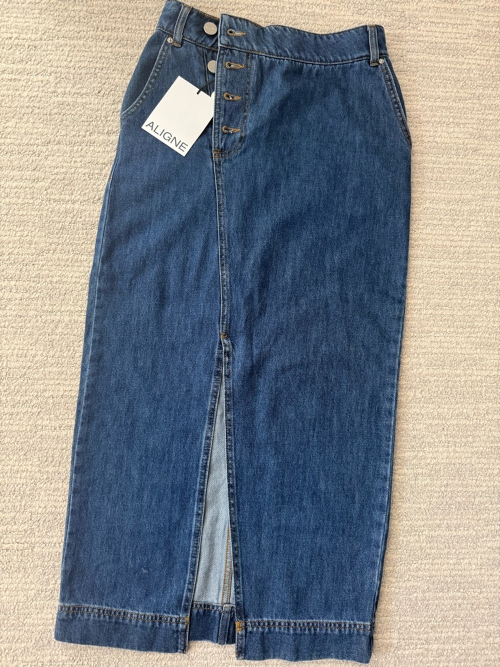 A.L.C. ALIGNE Indigo Straight-Leg Jeans with Front Slit